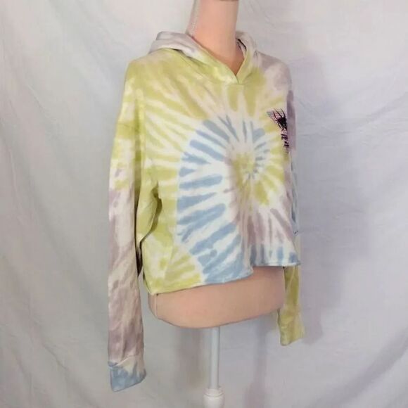 Psycho Tuna NWT Sunny Daze Colorful Tie Dye Wide Crop Cotton Hoodie Large - Picture 9 of 16